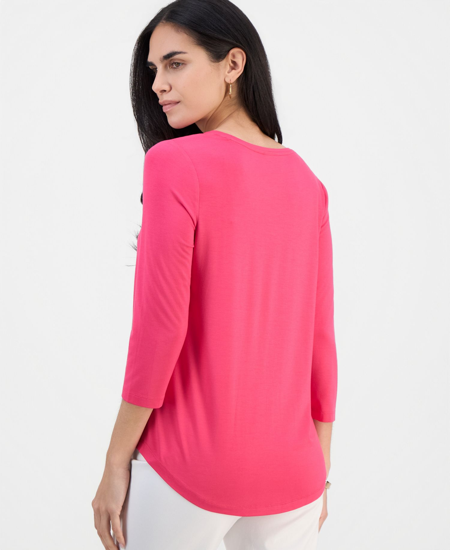 Petite 3/4-Sleeve Scoop Neck Top