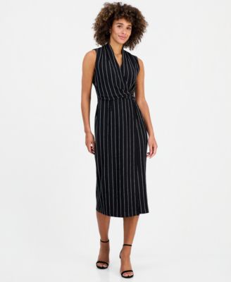 Women's Wrap-Front Sleeveless Midi Dress