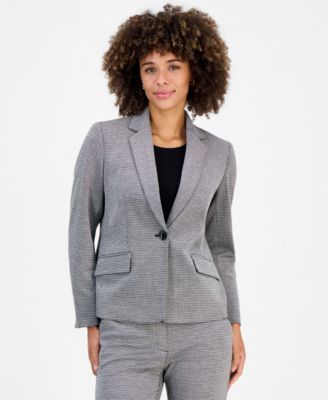 Petite Shirred One-Button Front Notch Collar Jacket