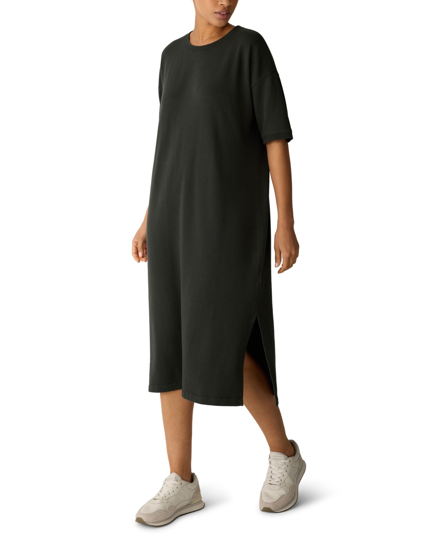 Women's Side Slit Crewneck Dress