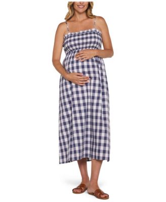 Women's Motherhood Smocked Maxi Dress With Removable Straps