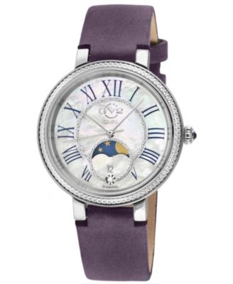 Women's Genoa Swiss Quartz Diamond Handmade Italian  Leather Suede Strap Watch