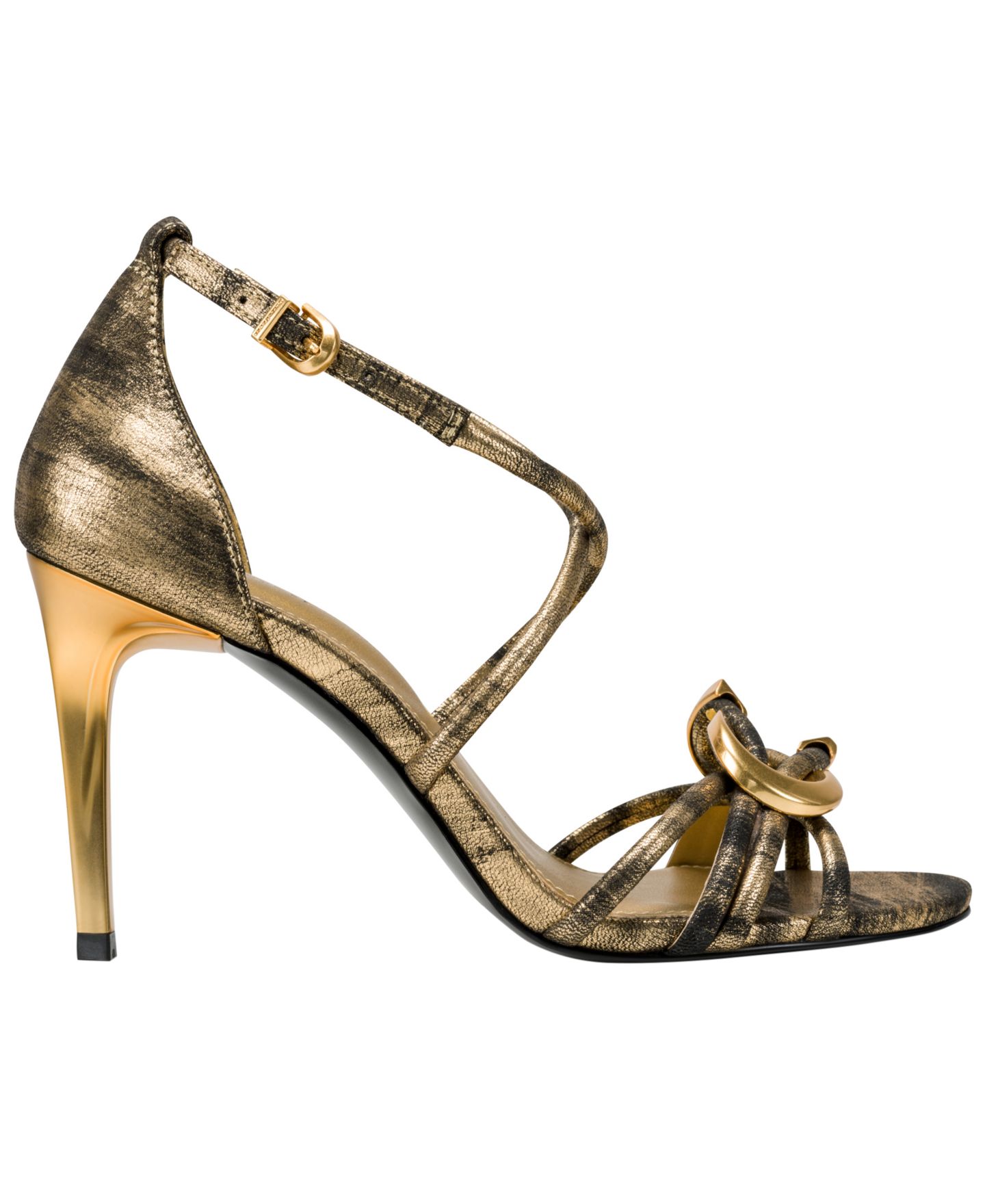 Женские сандалии Donna Karan New York Sarah Strappy Dress Sandals, цвет: Чёрный / Золотой — фото 2