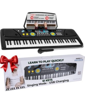61-Key Portable Karaoke Piano Keyboard with Microphone and Rechargeable Battery - PKBRD6111