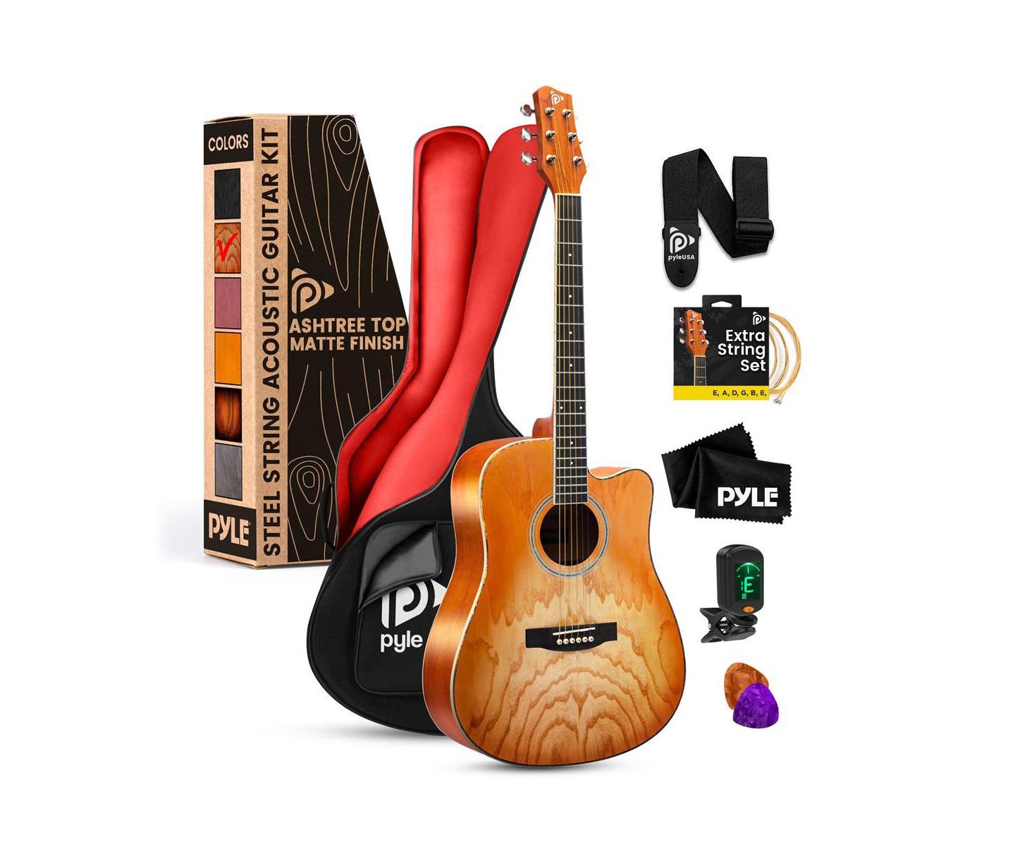 Детская игрушка Pyle 41 Steel Strings Acoustic Guitar for Beginner and Adults, цвет: Коричневый — фото 1