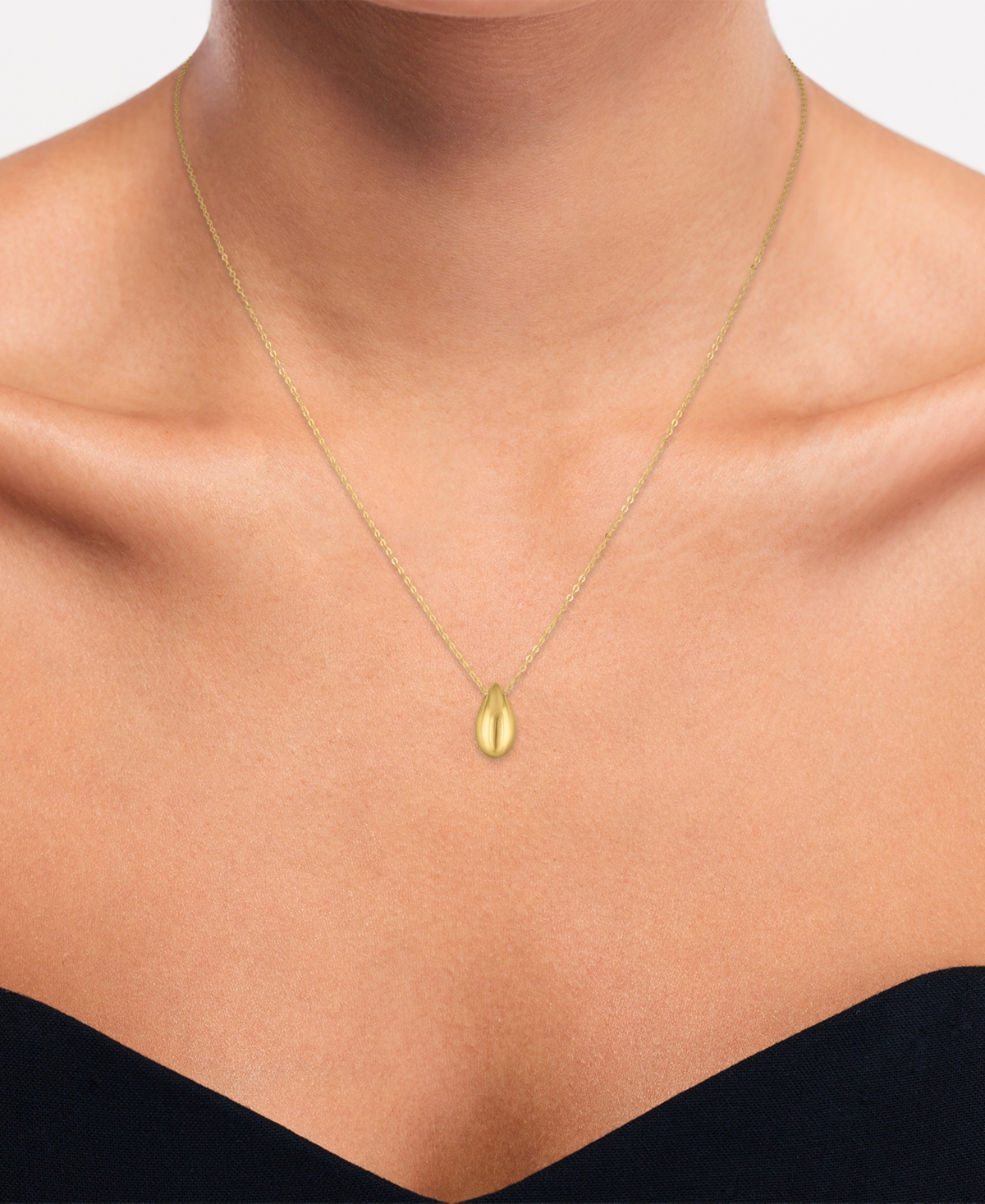 Macy's Teardrop Pendant Necklace in 10k Yellow Gold