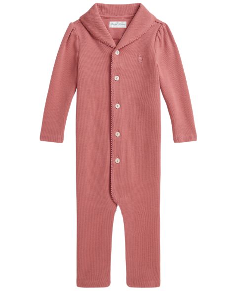 Комбинезон Polo Ralph Lauren Estate Rib Shawl Collar Coverall для девочек-малышей, цвет: Холщовый розовый