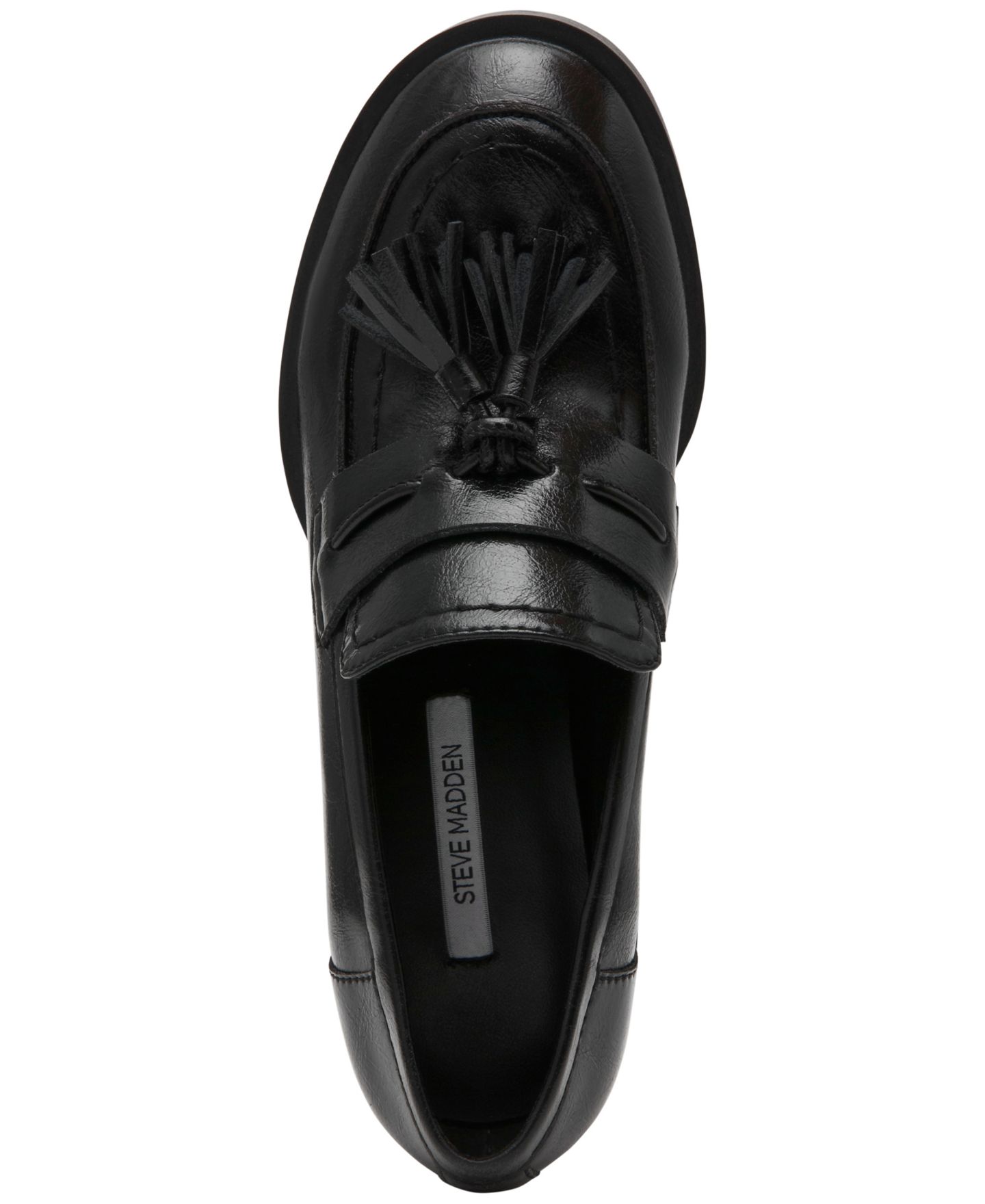 Женские туфли Steve Madden Bettie Block Heel Tassel Loafer Pumps, цвет: Чёрный кожаный — фото 4