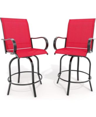 2 Piece Outdoor Swivel Bar Chairs, Patio High Swivel Bar Stools, All Weather Back Armrest Patio Chairs, Outdoor Rotating Chair Counter Height
