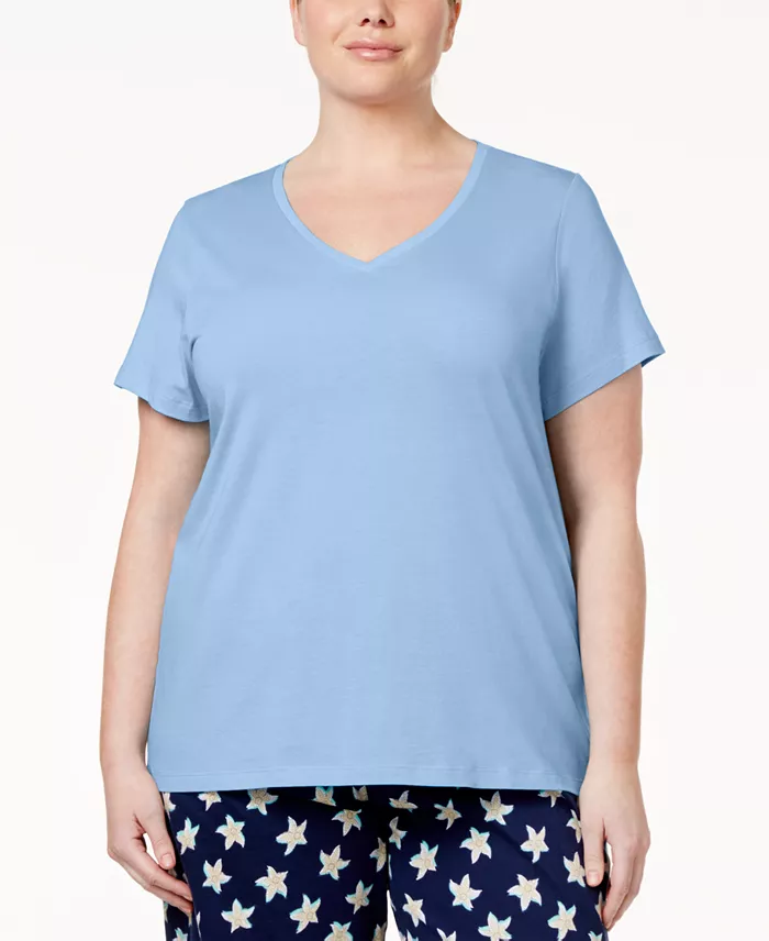 Womens Plus size Sleepwell Solid S/S V-Neck T-Shirt with Temperature Regulating Technology - thumbnail 8