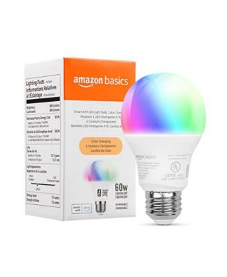 Basics - Smart A19 LED Light Bulb - 60W Eq- 800 Lumens - Color Changing