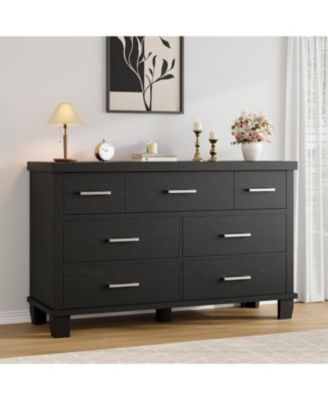 7 Drawer Wood Dresser with Metal Handles, Storage Chest for Bedroom, Closet, Entryway, Nursery
