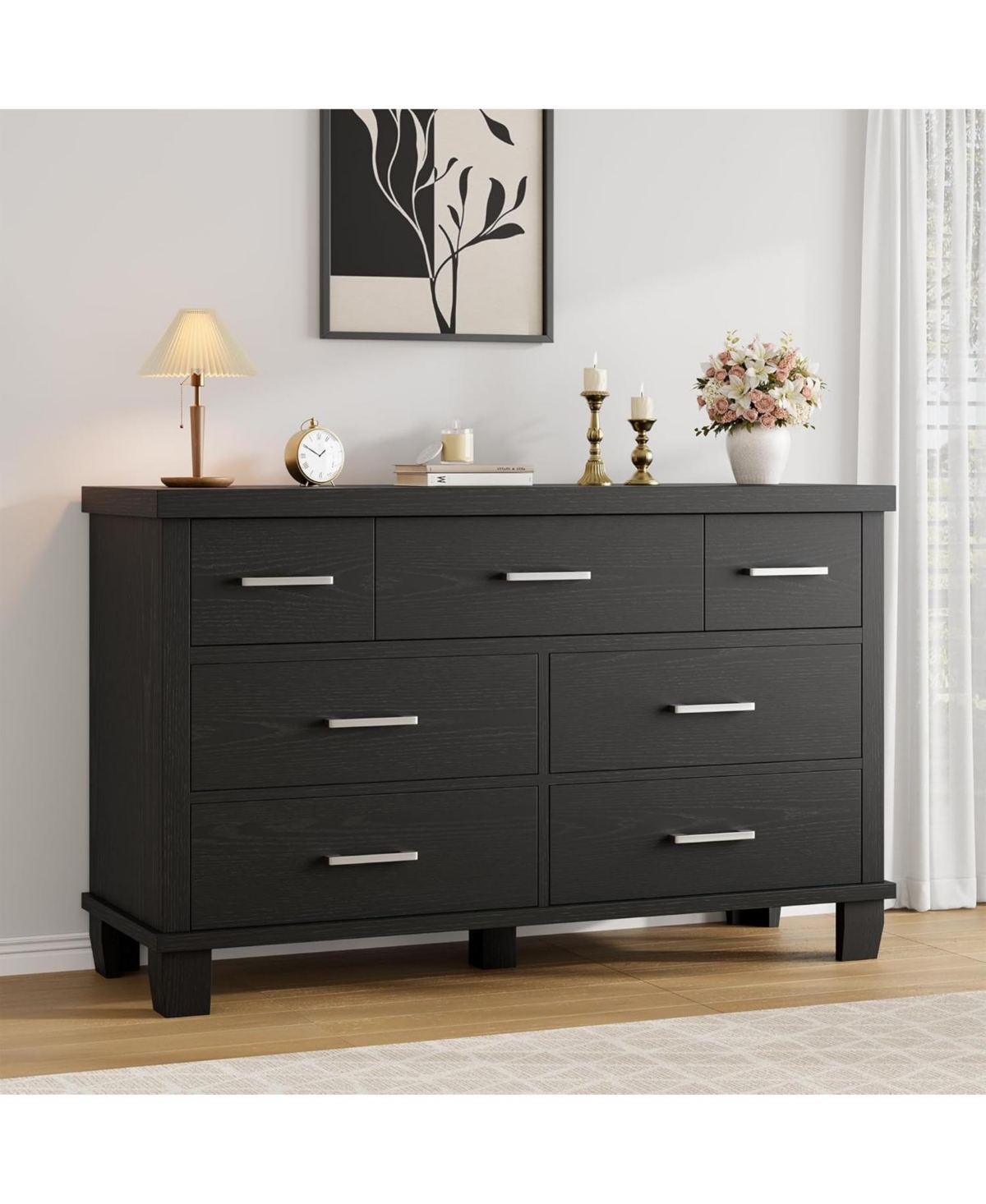 gaomon 7 Drawer Wood Dresser with Metal Handles, Storage Chest for Bedroom, Closet, Entryway, Nursery