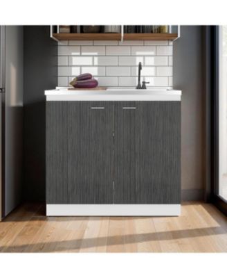 Napoles Utility Sink with Built-In Storage and Work Surface, Ideal for Food Prep, Organization, and Extra Counter Space