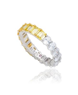 Levian Sterling Silver Half and Half Emerald-Cut and Oval-cut Duo Eternity Band