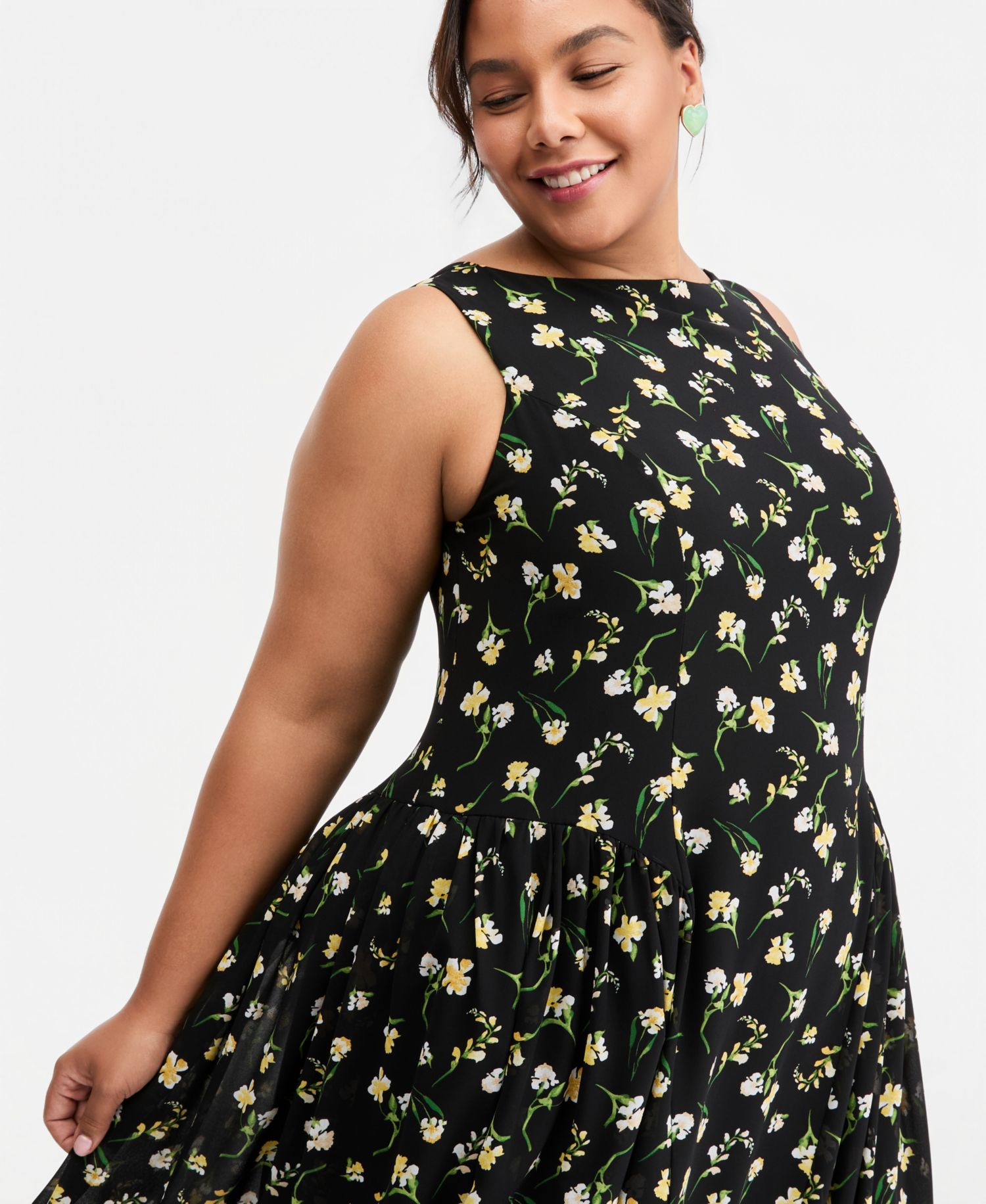Plus Size Drop-Waist Midi Dress