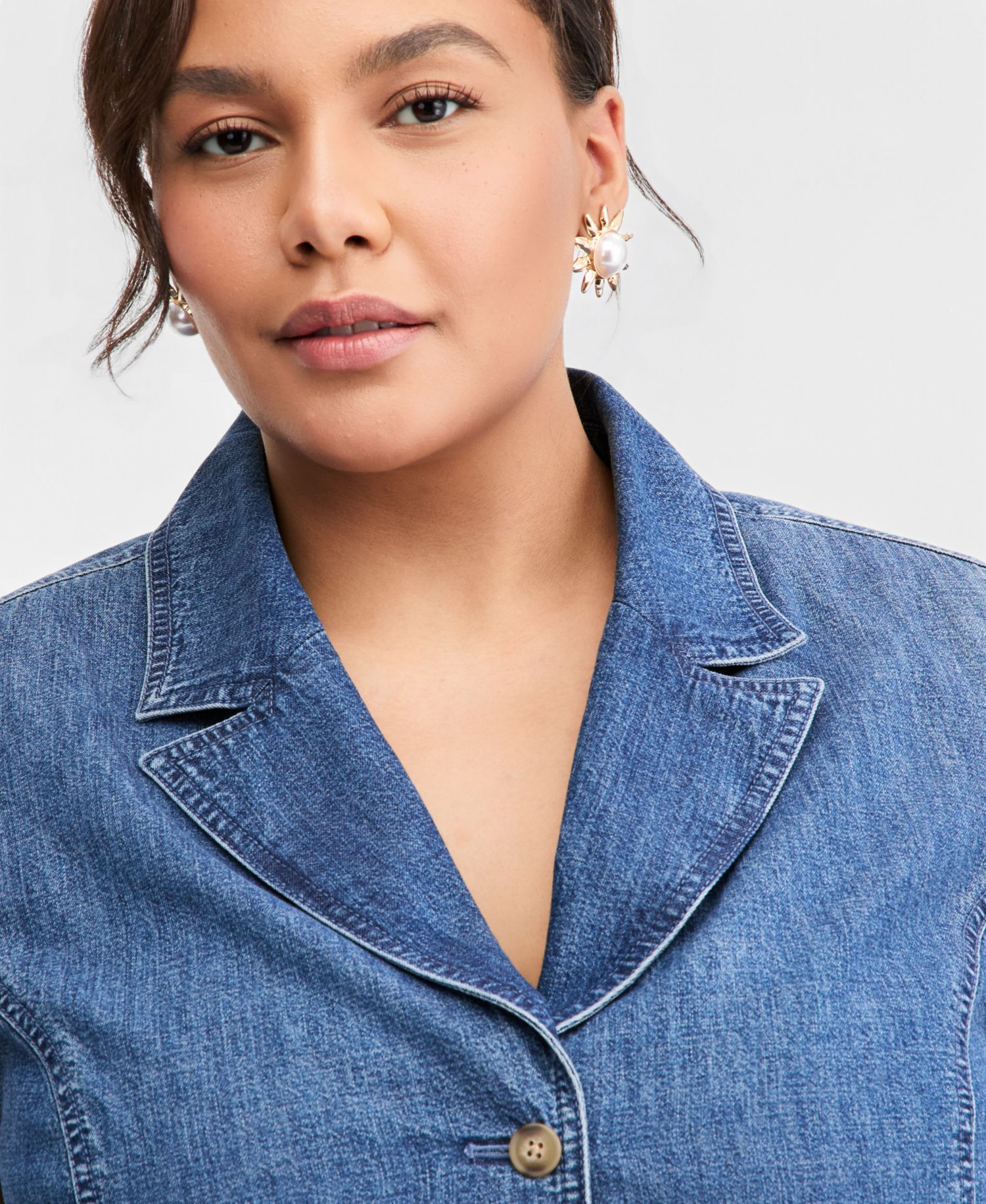 Trendy Plus Size Notched-Collar Button-Front Denim Vest
