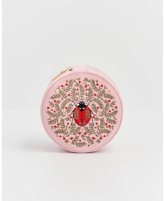 Women's Ladybird Velvet Embroidered Circle Jewellery Box