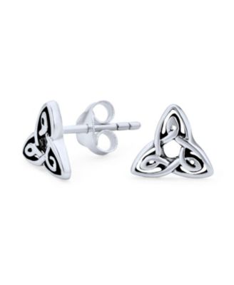 Ancient Small Celtic Irish Infinity Symbol Love Knot Trinity Stud Earrings Oxidized Sterling Silver