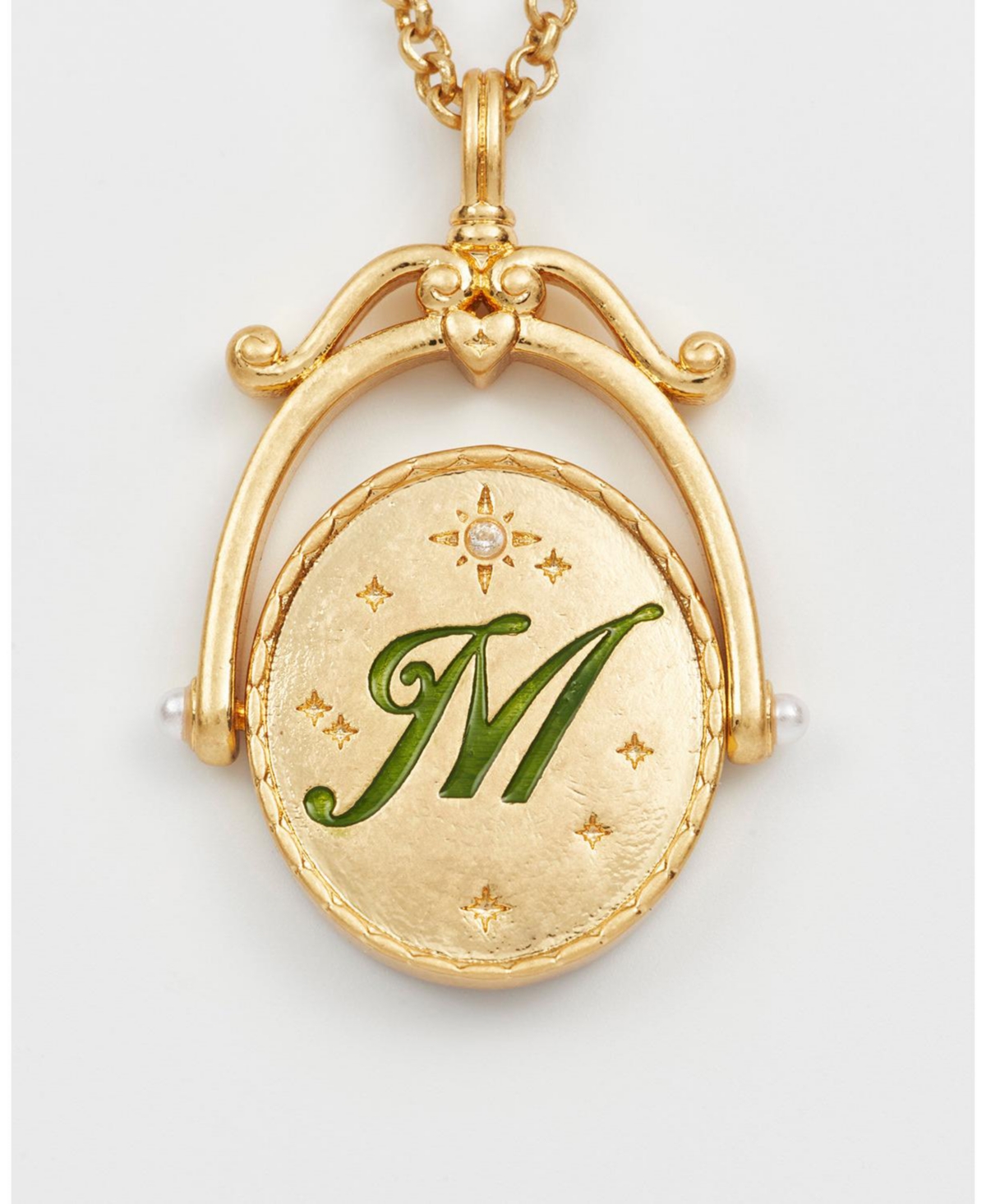 Fable England M Initial Magnolia Spinner Chain Necklace