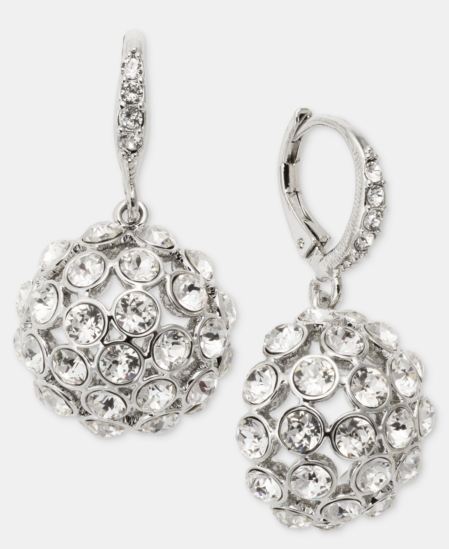 Pav&eacute; Cluster Drop Earrings
