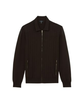 Men's Marsh Zip Through Wide Ribbed Cardigan Sweater