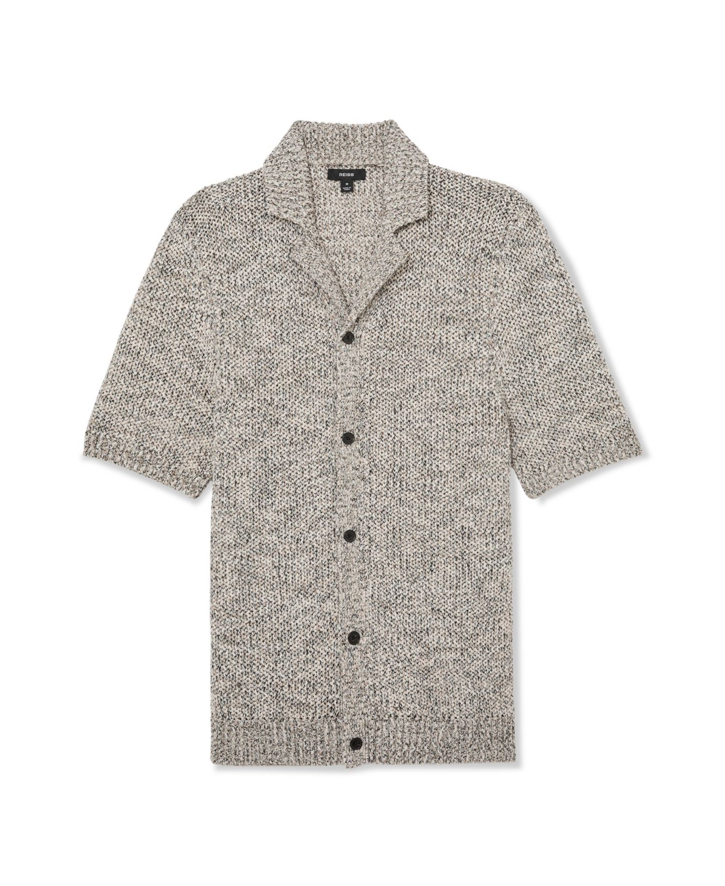 Мужская рубашка REISS Addis Button Through Speckled Cuban, цвет: Натуральный — фото 5