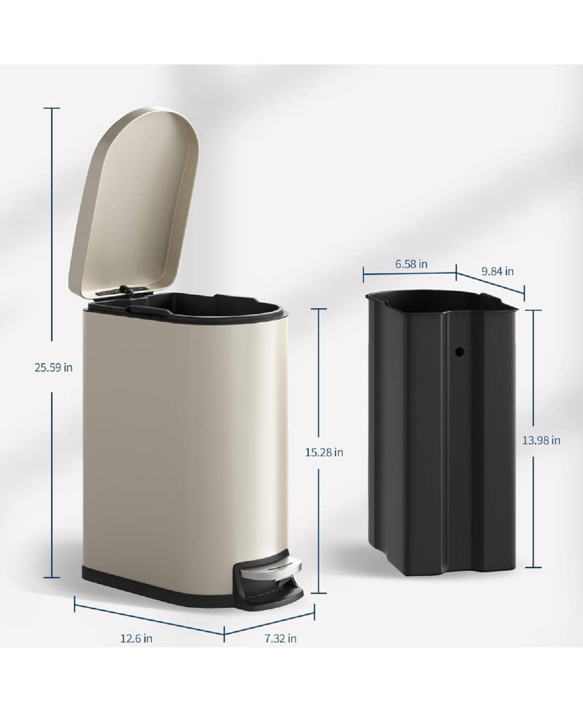 Gaomon Stainless Steel Step-on Trash Can, Slim Kitchen Garbage Bin