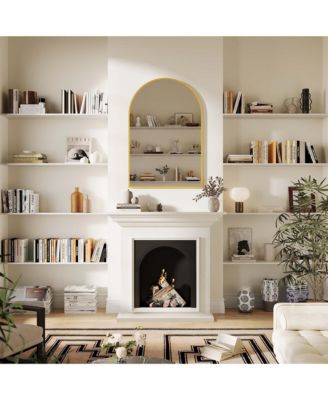 Arched Wall Mirror, Modern Metal Frame Vanity Mirror for Bathroom, Bedroom, Living Room