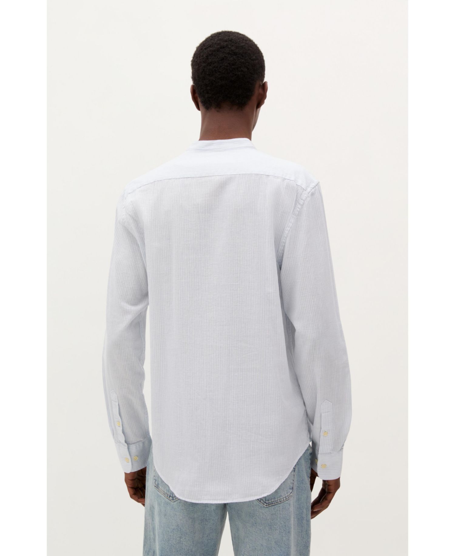 Men's Striped Linen Mao Shirt