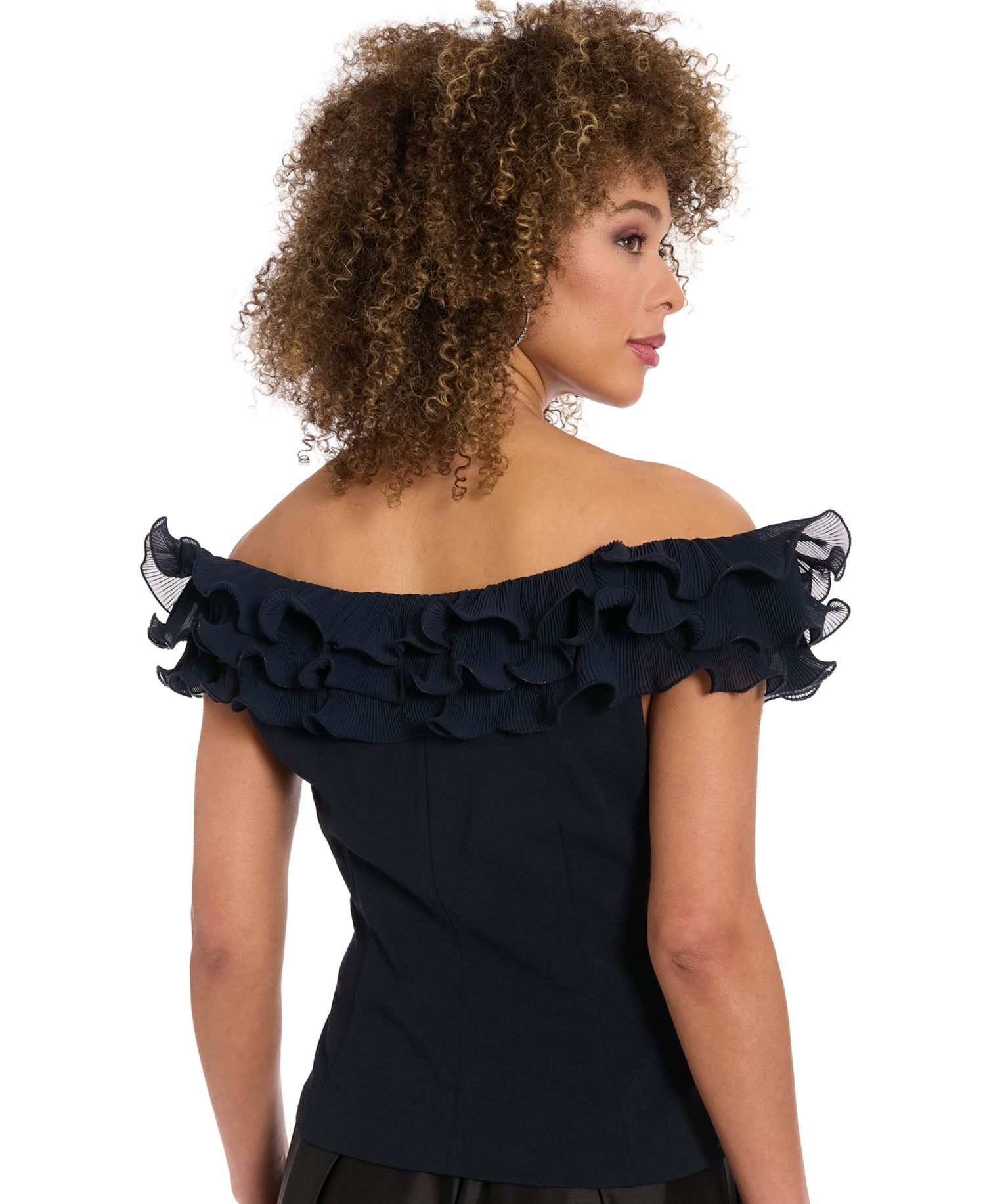 Plus Size Ruffle Organza Off-The-Shoulder Top