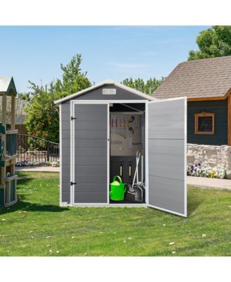 Plastic Outdoor Storage Shed with Floor and Lockable Door
