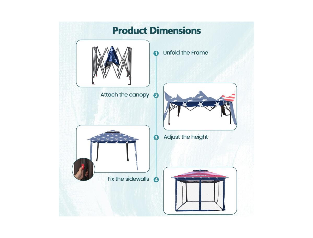 Boyel Living 11 x Feet 2-Tier Pop-Up Gazebo Tent Portable Canopy Shelter Carry Bag Mesh