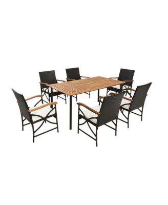 7-Piece Outdoor Dining Set with Acacia Wood Table