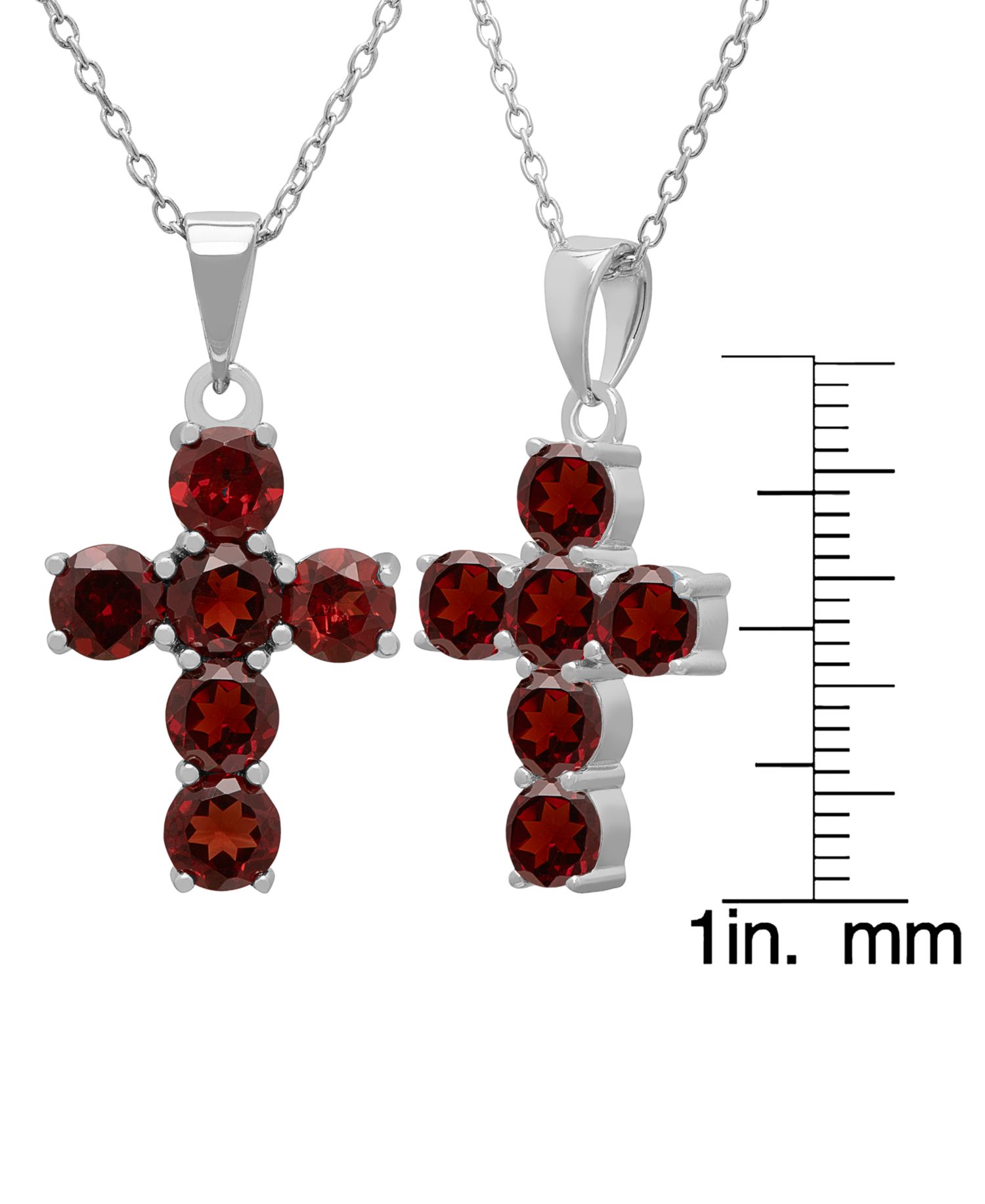 Garnet (3.60 ct. t.w.) Cross Pendant Necklace in Sterling Silver