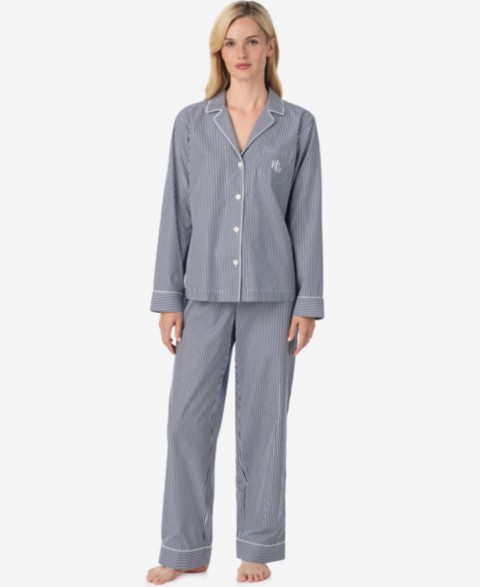 Женские Lauren Ralph Lauren Women's Long-Sleeve Notched-Collar Pajama Set