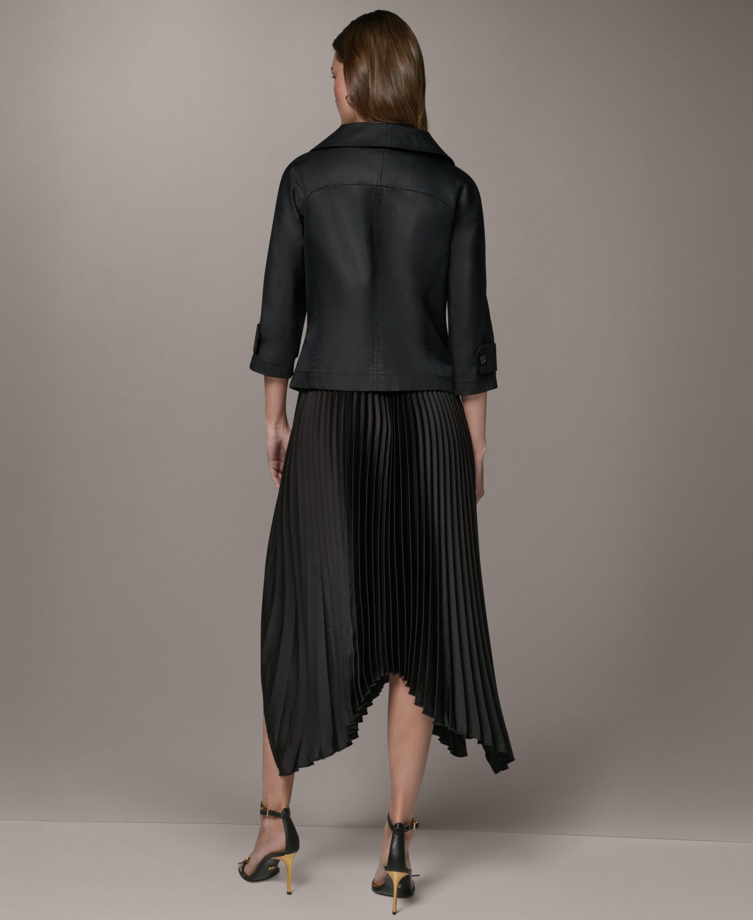 Petite Bar Hardware Notch Lapel Collar Blazer