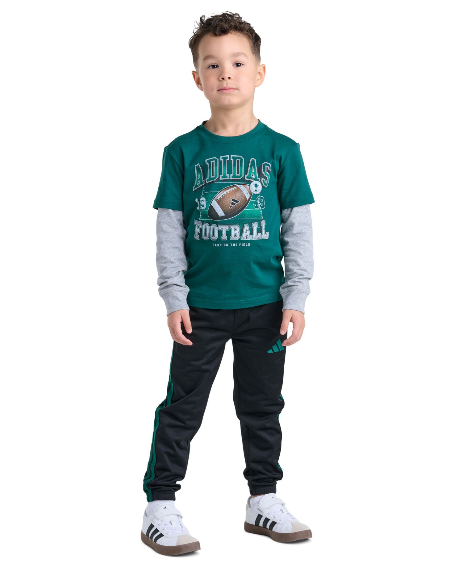Boys' 2T-7 Cotton Layered Long-Sleeve T-Shirt and Pants, 2-Piece Set
