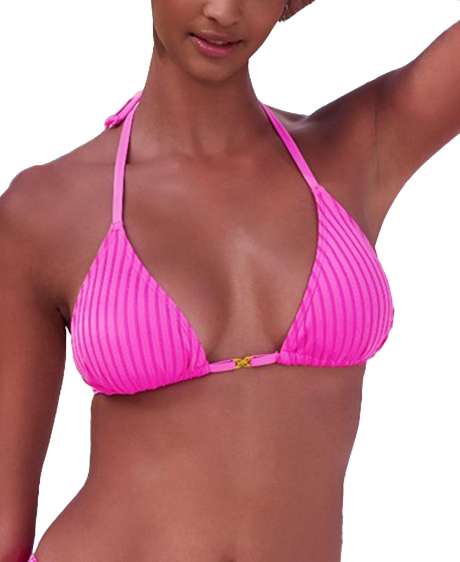 Women's Floral Print Ribbed Everyday Comfort Triangle Bikini Top