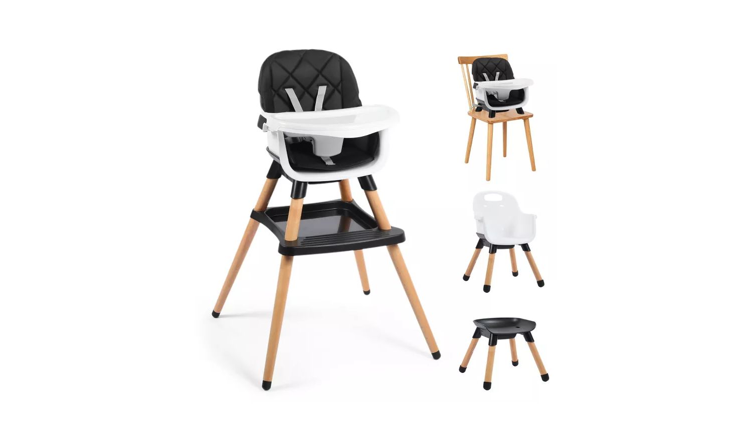 7-in-1 Convertible Baby High Chair with Removable Tray and 5-Point Harness