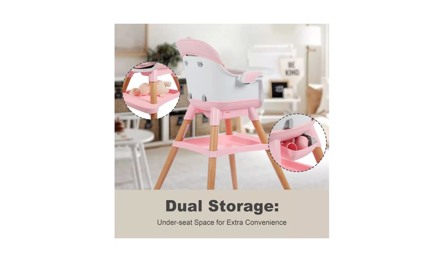 7-in-1 Convertible Baby High Chair with Removable Tray and 5-Point Harness