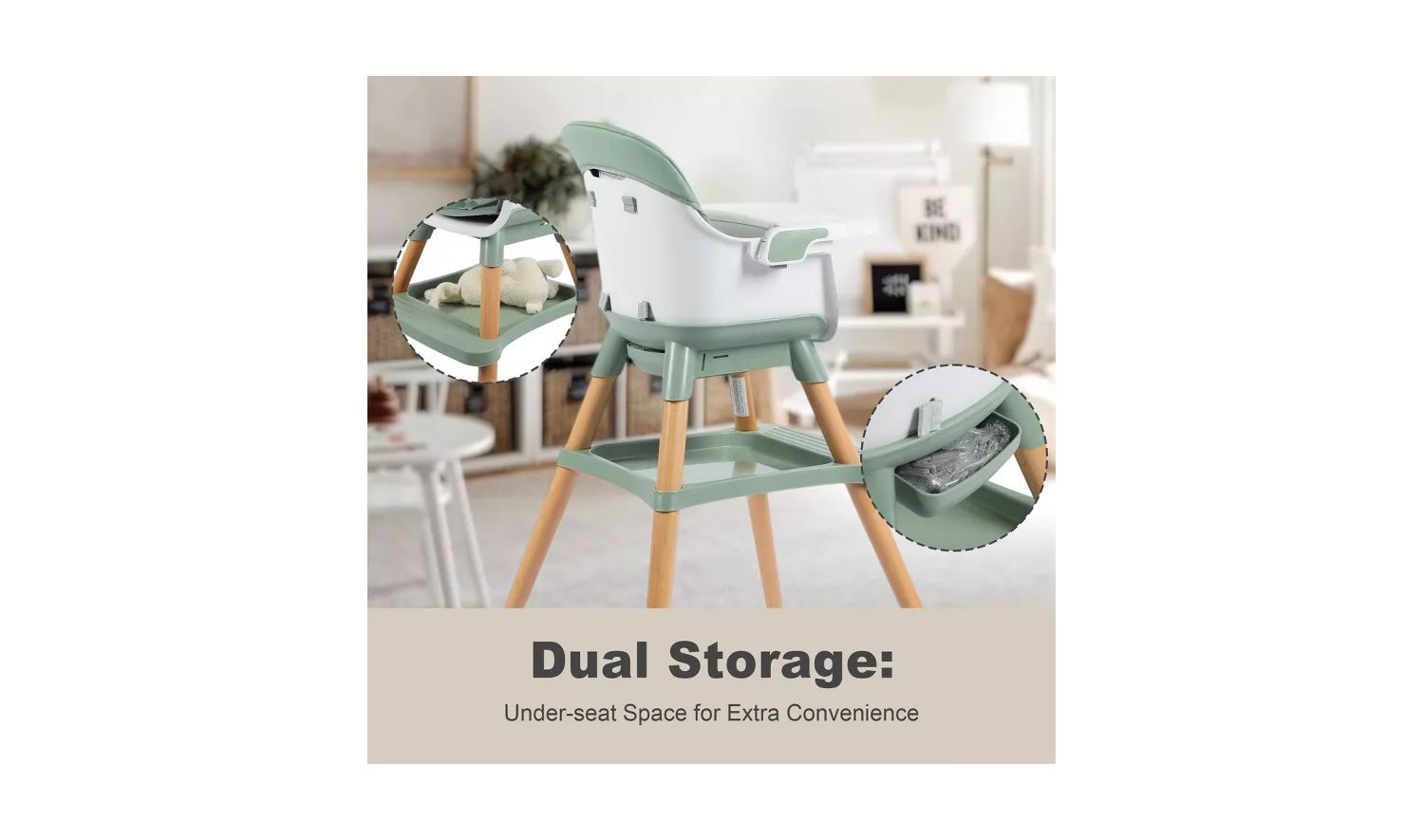 7-in-1 Convertible Baby High Chair with Removable Tray and 5-Point Harness