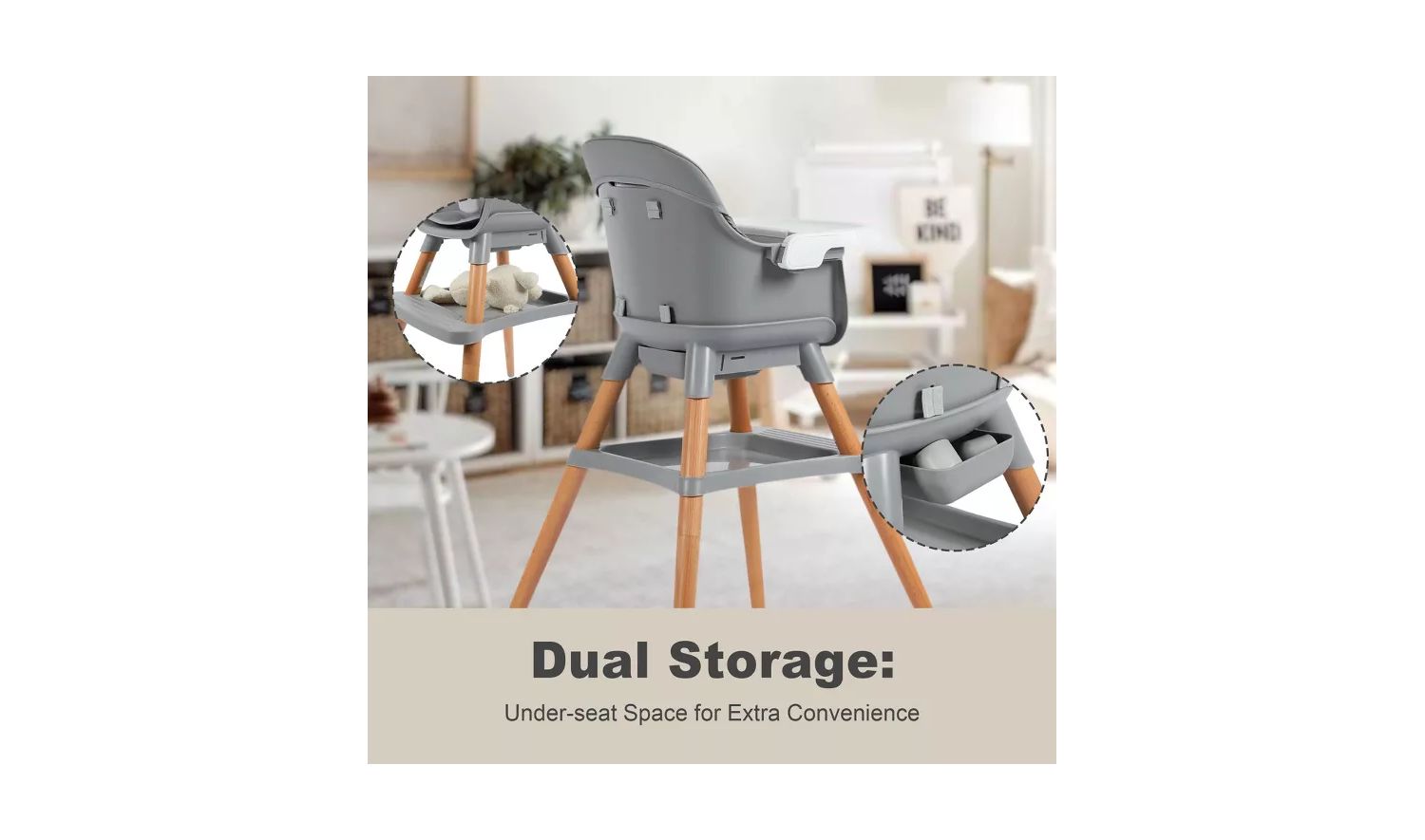 7-in-1 Convertible Baby High Chair with Removable Tray and 5-Point Harness