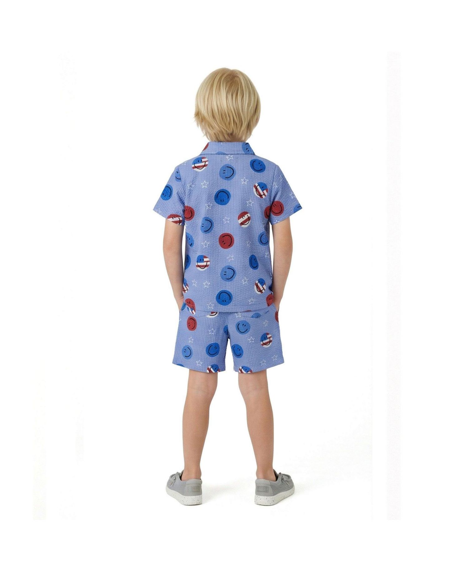 Toddler Boys Short Sleeve Patriotic Smile Seersucker Set