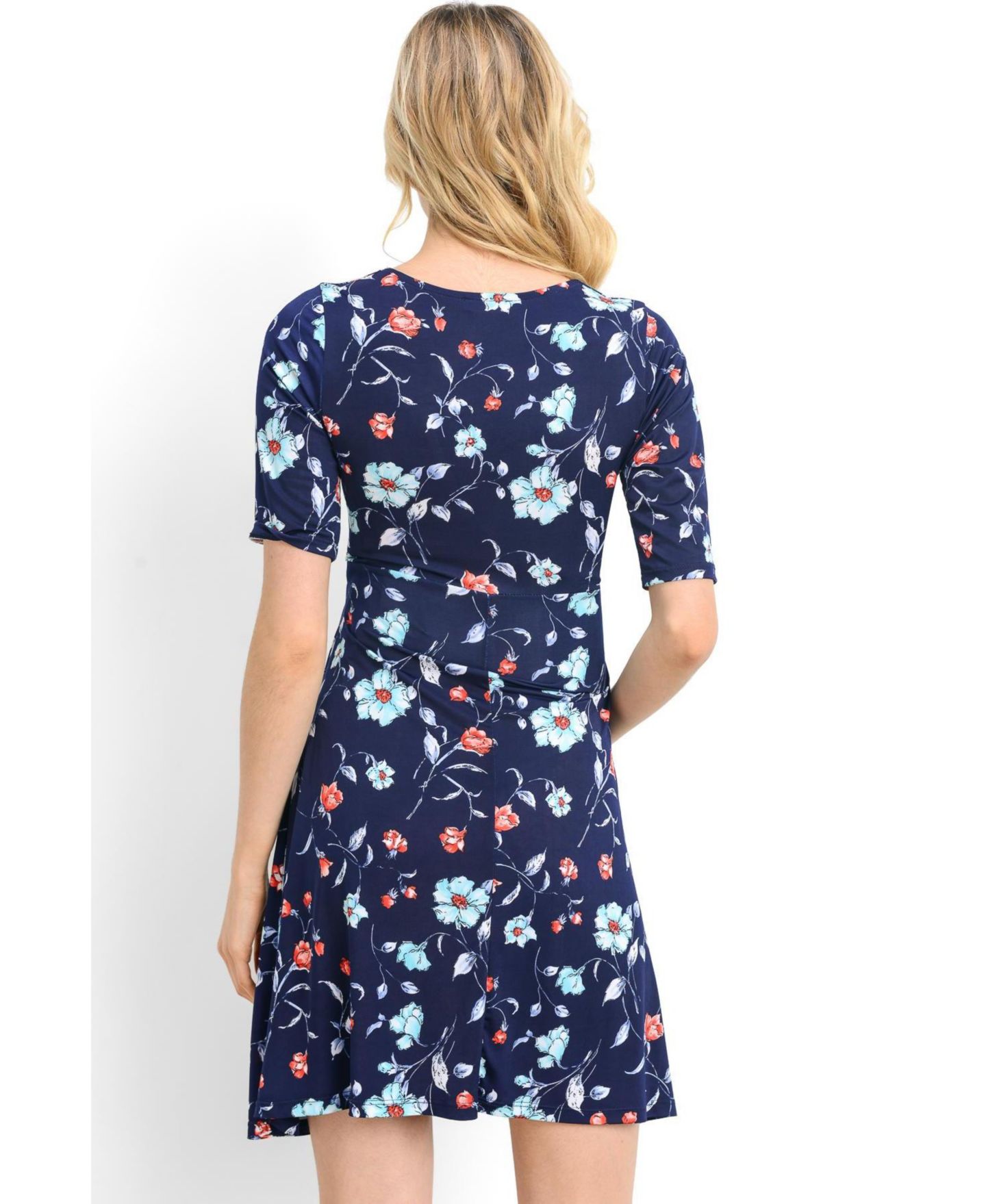 Женское платье Hello Miz Floral Short Sleeve Nursing Dress with Waist Tie, цвет: Тёмно-синий — фото 3