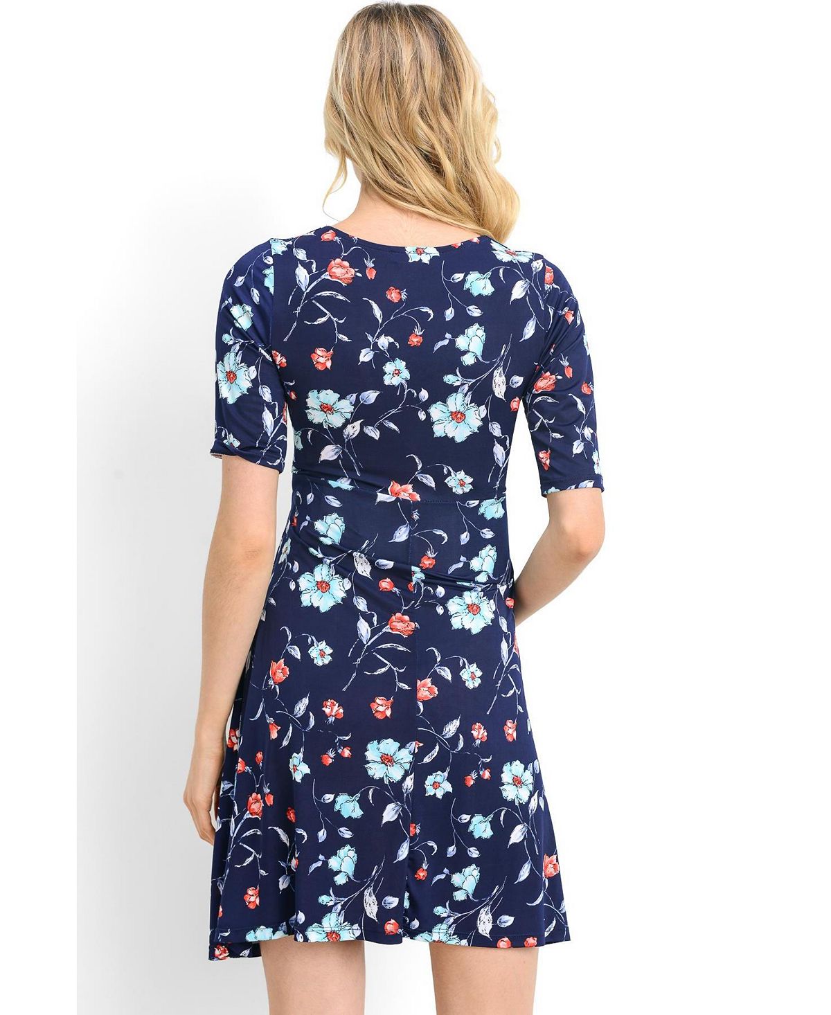 Hello Miz Maternity Floral Short Sleeve Nursing Dress with Waist Tie view 3 — MAYCSS fashion products