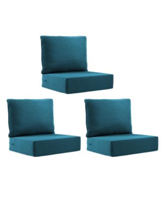 Outdoor Deep Seat Cushion Set, Water-Resistant Patio Furniture Cushions with Removable Cover, Set of 3