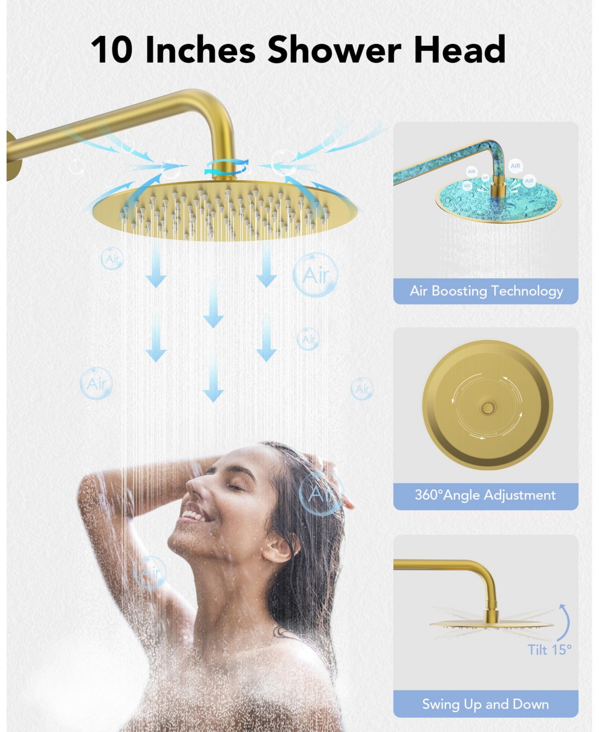 Everstrein Pressure Balance Shower System with 10" Rainfall Shower Faucet and Handheld Shower Spray