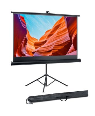 Universal 60-Inch Tripod Screen - Floor Standing Portable Fold-Out Roll-Up Tripod Manual Projector Screen