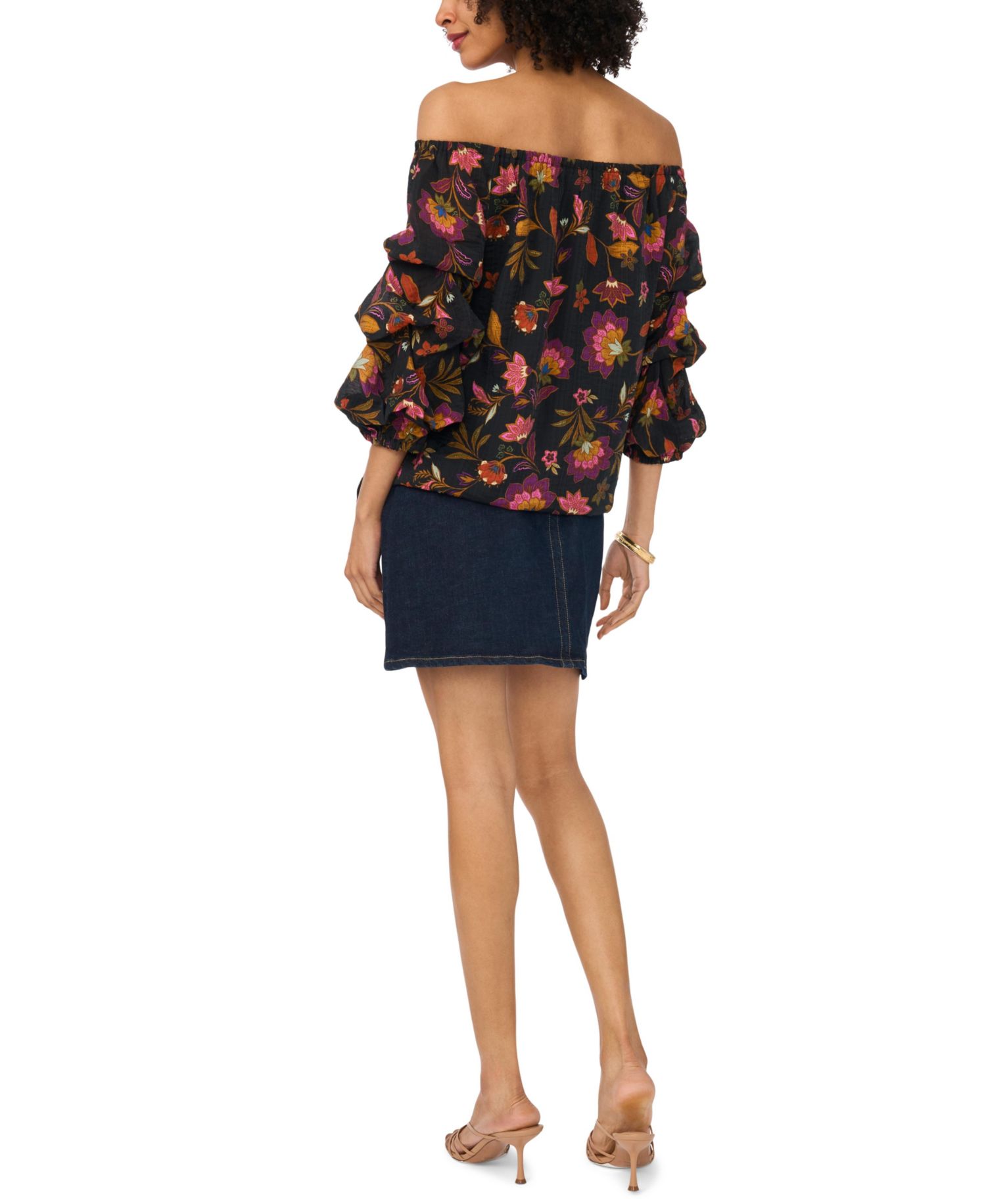 Women's Off-The-Shoulder Bubble-Sleeve Top